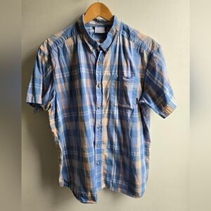 Men's Columbia Blue and Orange Plaid Shirt
